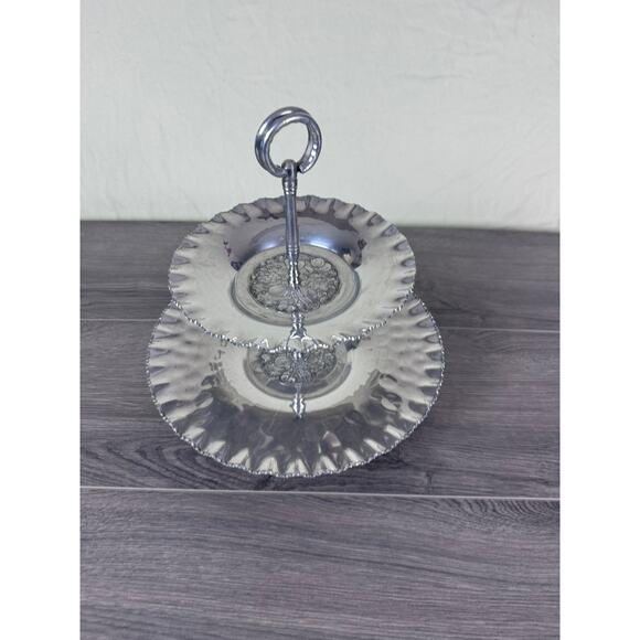 Cromwell Hand Wrought Aluminum 2 tier Server - Picture 2 of 8